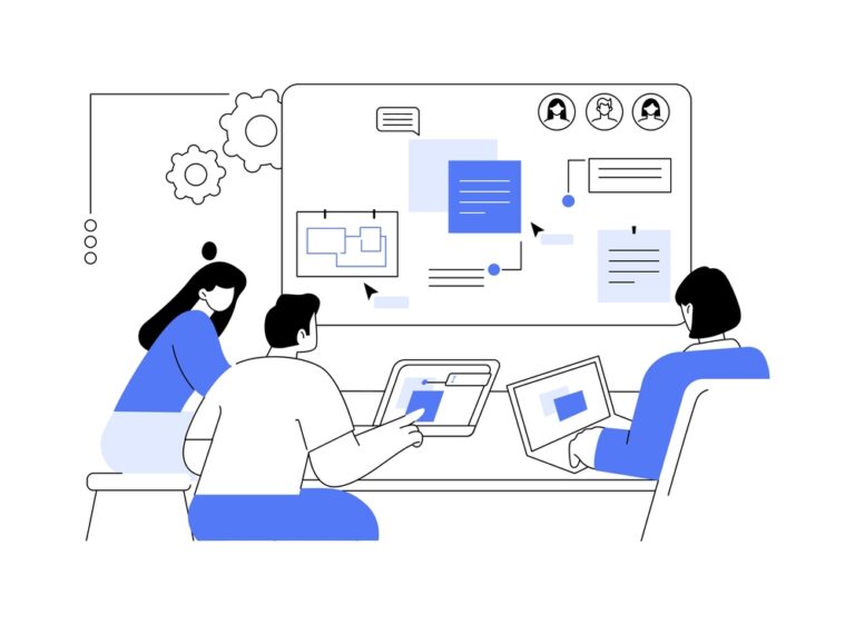 Online,Whiteboard,Abstract,Concept,Vector,Illustration.,Group,Of,People,With